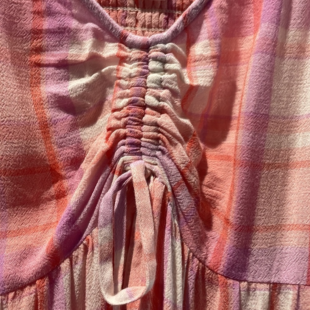 NWT BP Pink Plaid Strappy Summer Mini Dress - Picture 4 of 8
